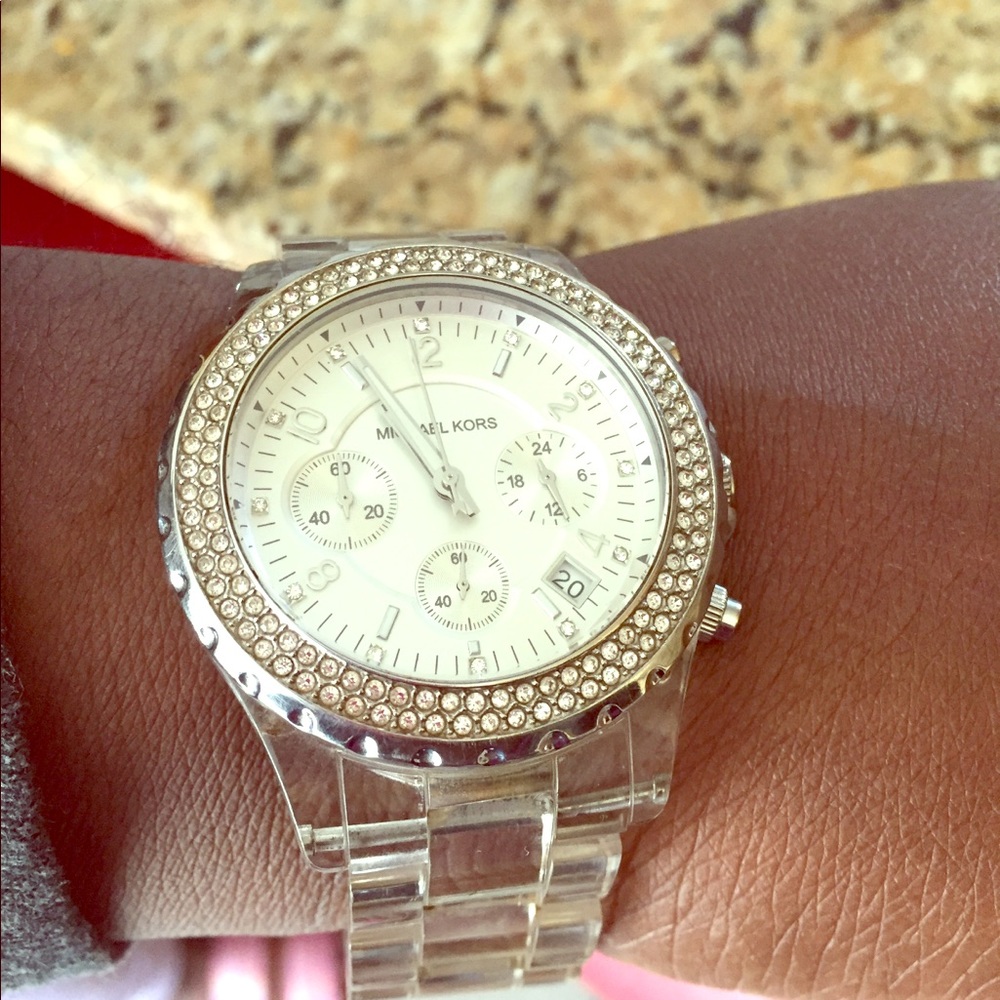 COPY - Gorgeous Clear acrylic Michael Kors watch!…
